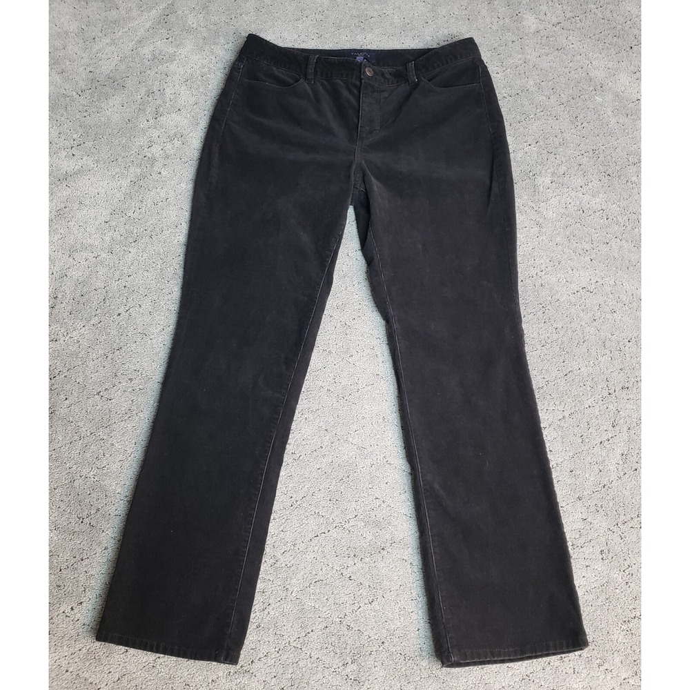 Talbots Pants Womens 8P Black Heritage Corduroy Mid Rise Straight Stretch Casual